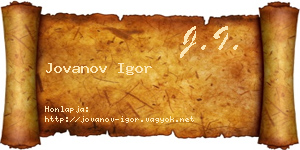 Jovanov Igor névjegykártya